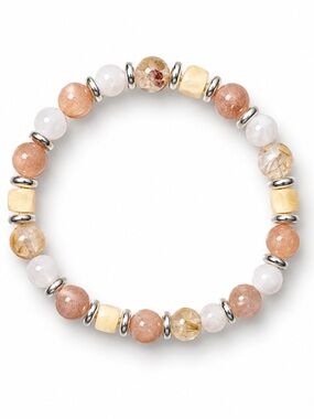 Handmade Yellow Jade and Sunstone Bracelet